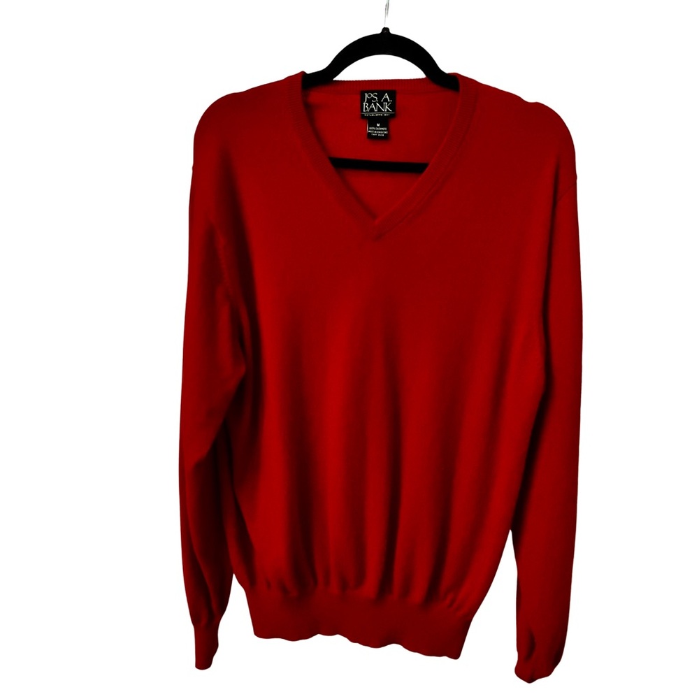 Jos. A. Bank Cashmere Classic Red V-Neck Sweater